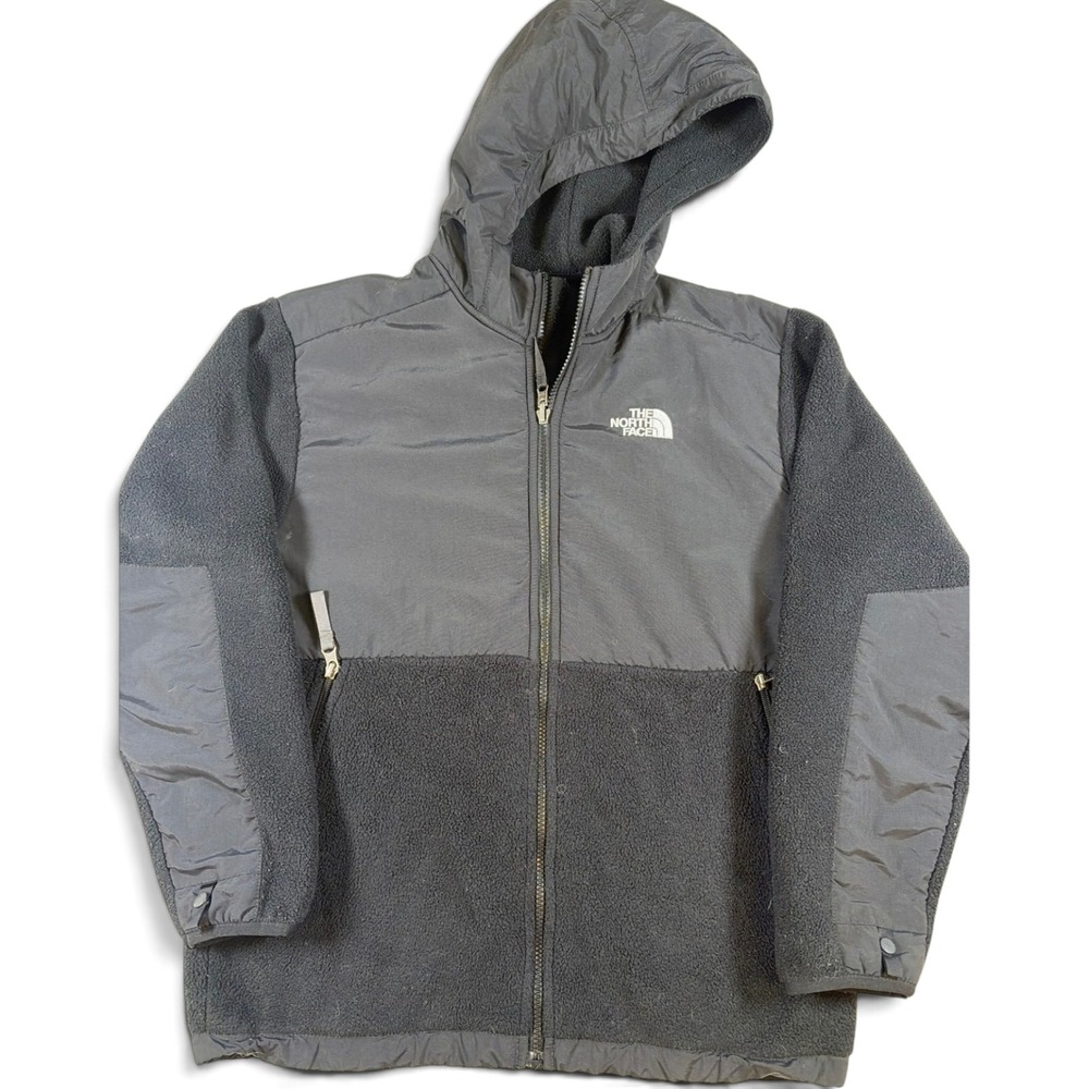 The North Face Denali Hooded Fleece Jacket Boys XL Black Polartec AAWJ